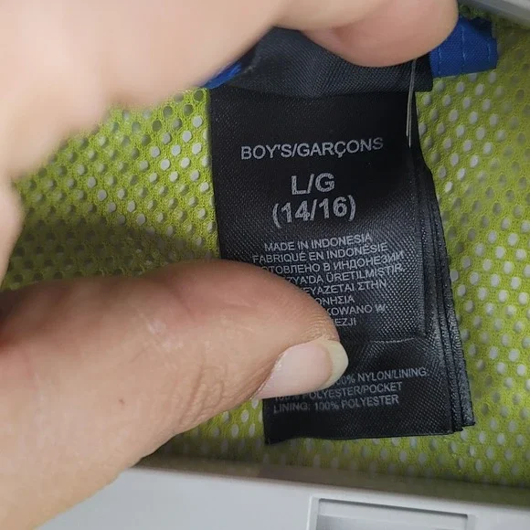 The North Face Hyvent Jacket Blue Lime Green Boys Large Hoodie Full Zip Pockets - Picture 7 of 16